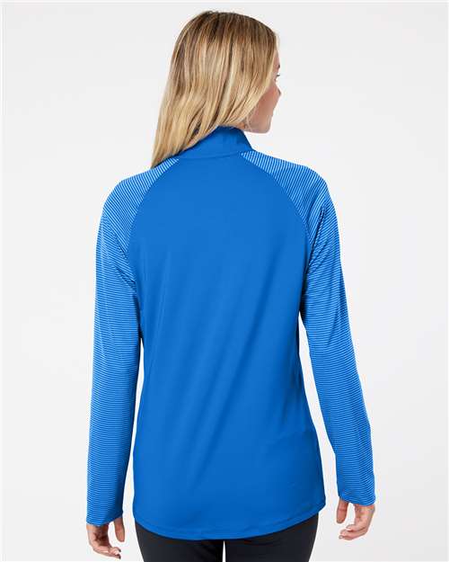 Adidas Women's Stripe Block Quarter-Zip Pullover A521 Custom Embroidered Business Logo