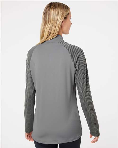 Adidas Women's Stripe Block Quarter-Zip Pullover A521 Custom Embroidered Business Logo