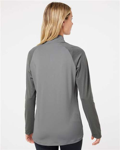 Adidas Women's Stripe Block Quarter-Zip Pullover A521 Custom Embroidered Business Logo