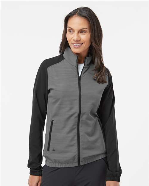 Adidas Women's Heather Block Full-Zip Windshirt A547 Custom Embroidered Business Logo