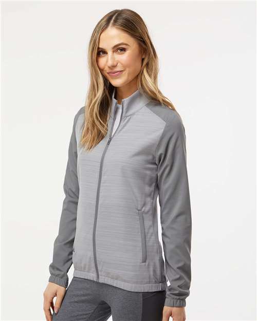 Adidas Women's Heather Block Full-Zip Windshirt A547 Custom Embroidered Business Logo