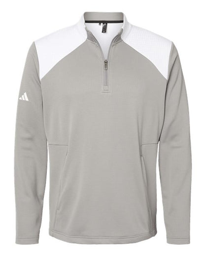 Adidas Textured Mixed Media Quarter-Zip Pullover A532 Custom Embroidered Business Logo