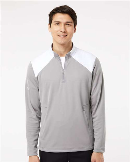 Adidas Textured Mixed Media Quarter-Zip Pullover A532 Custom Embroidered Business Logo