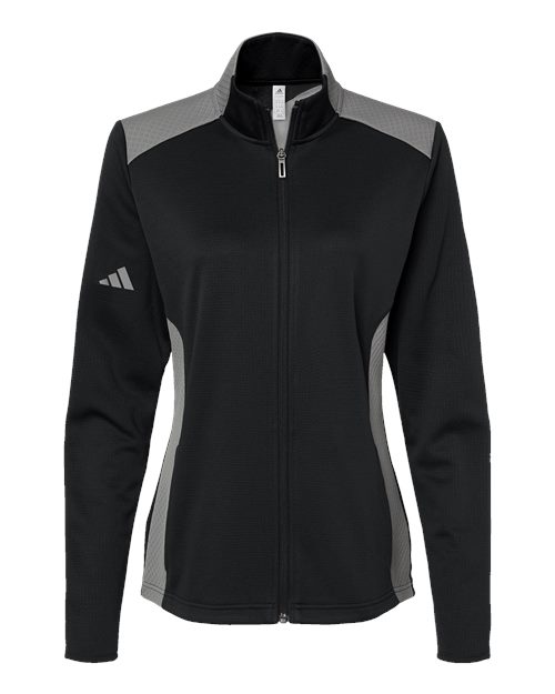 Adidas Women's Textured Mixed Media Full-Zip Jacket A529 Custom Embroidered Business Logo