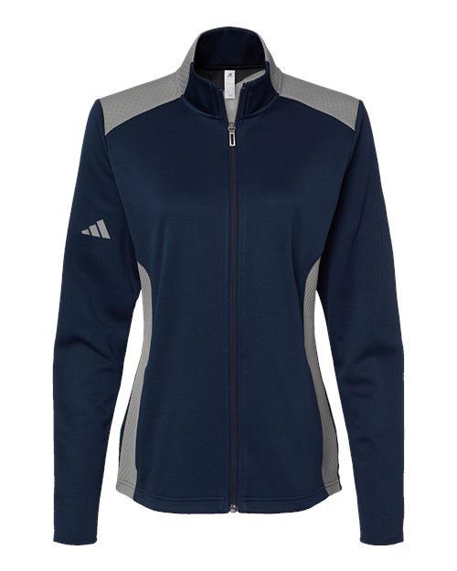 Adidas Women's Textured Mixed Media Full-Zip Jacket A529 Custom Embroidered Business Logo