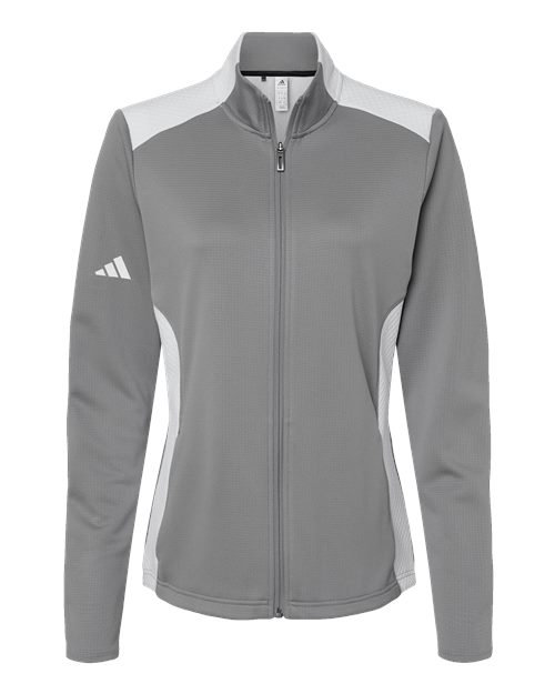 Adidas Women's Textured Mixed Media Full-Zip Jacket A529 Custom Embroidered Business Logo