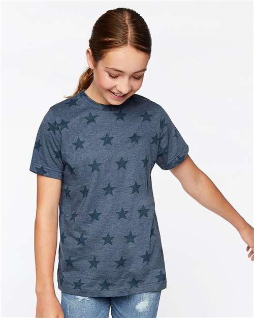 Custom Embroidered  Code Five Youth Star Print Tee 2229  