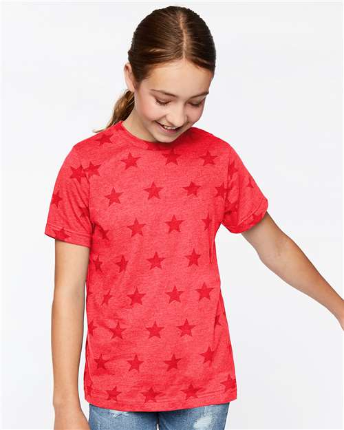 Custom Embroidered  Code Five Youth Star Print Tee 2229  