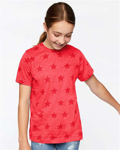 Custom Embroidered  Code Five Youth Star Print Tee 2229  