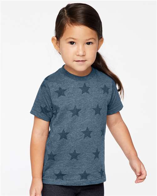 Custom Embroidered  Code Five Toddler Star Print Tee 3029  
