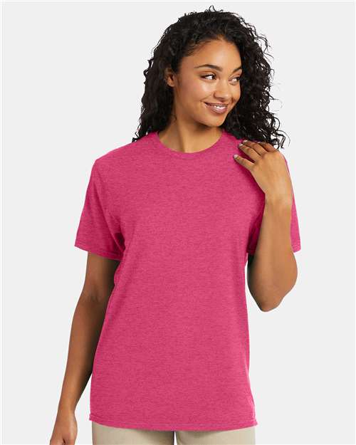 Custom Embroidered  Hanes Perfect-T T-Shirt 4980 Wow Pink Heather