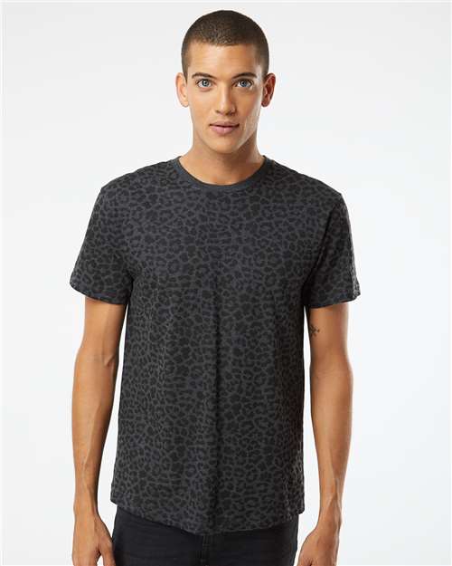 Custom Embroidered  LAT Fine Jersey Tee 6901 Black Leopard