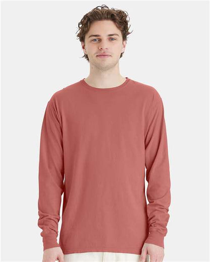 Custom Embroidered  ComfortWash by Hanes Garment-Dyed Long Sleeve T-Shirt GDH200 Nantucket Red