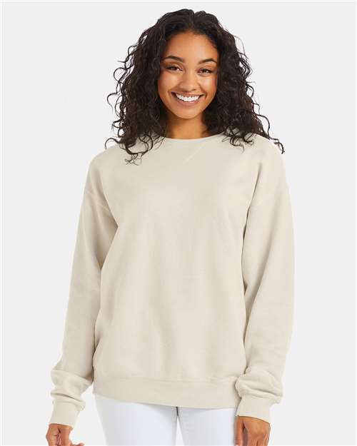 Custom Embroidered  ComfortWash by Hanes Garment-Dyed Crewneck Sweatshirt GDH400 Parchment
