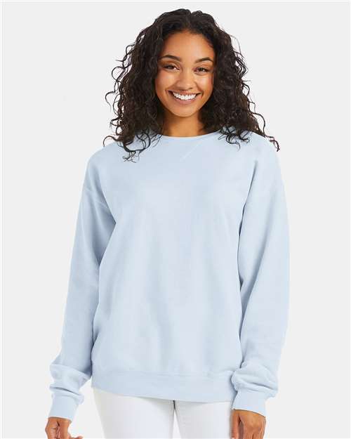 Custom Embroidered  ComfortWash by Hanes Garment-Dyed Crewneck Sweatshirt GDH400 Soothing Blue