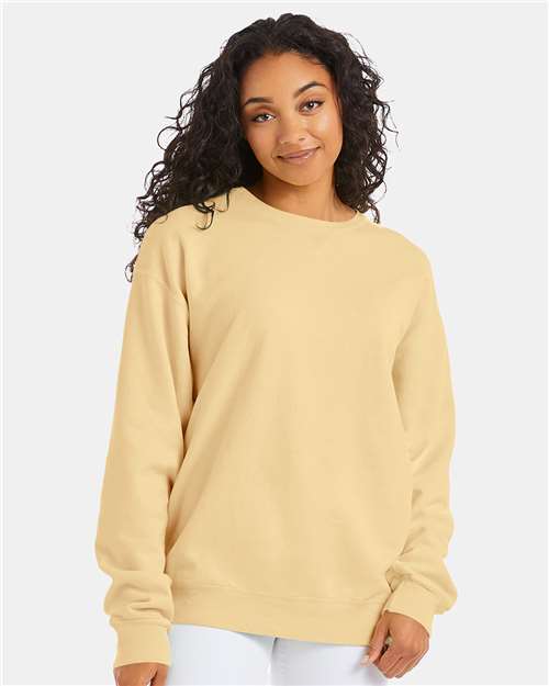 Custom Embroidered  ComfortWash by Hanes Garment-Dyed Crewneck Sweatshirt GDH400 Summer Squash Yellow