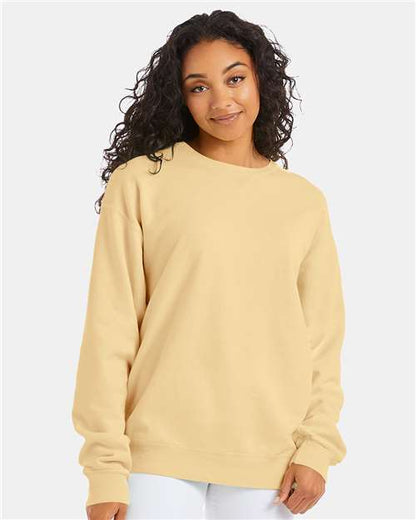 Custom Embroidered  ComfortWash by Hanes Garment-Dyed Crewneck Sweatshirt GDH400 Summer Squash Yellow