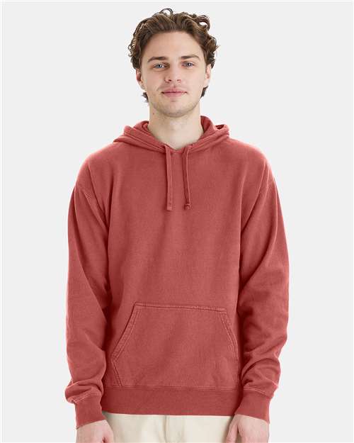 Custom Embroidered  ComfortWash by Hanes Garment-Dyed Unisex Hooded Sweatshirt GDH450 Nantucket Red
