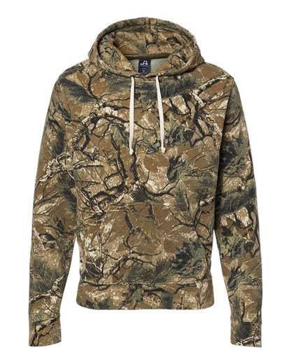 J. America Triblend Fleece Hooded Sweatshirt 8871 Outdoor Camo Triblend
