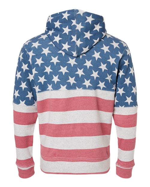 J. America Triblend Fleece Hooded Sweatshirt 8871 Stars & Stripes Triblend