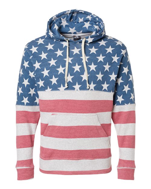 J. America Triblend Fleece Hooded Sweatshirt 8871 Stars & Stripes Triblend