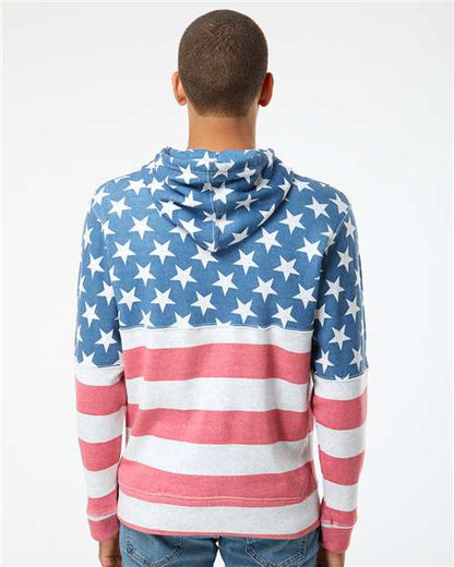 J. America Triblend Fleece Hooded Sweatshirt 8871 Stars & Stripes Triblend