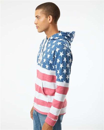 J. America Triblend Fleece Hooded Sweatshirt 8871 Stars & Stripes Triblend
