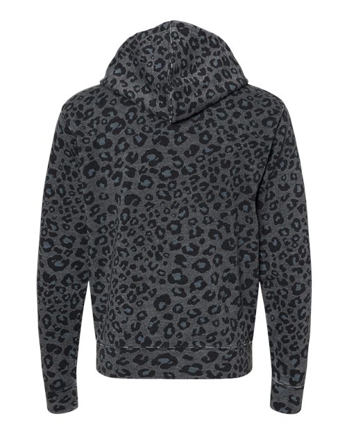 J. America Triblend Fleece Hooded Sweatshirt 8871 Black Leopard Triblend