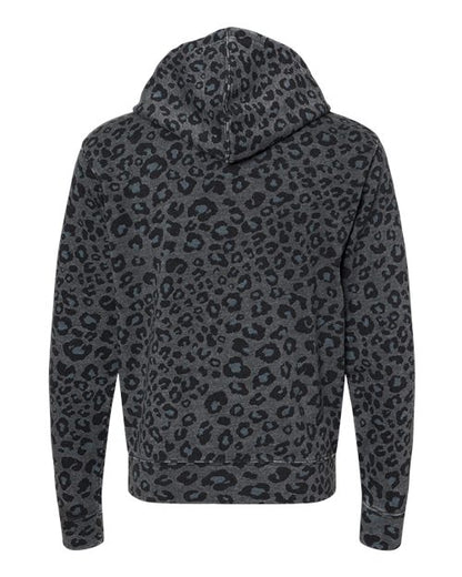 J. America Triblend Fleece Hooded Sweatshirt 8871 Black Leopard Triblend
