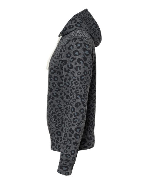 J. America Triblend Fleece Hooded Sweatshirt 8871 Black Leopard Triblend