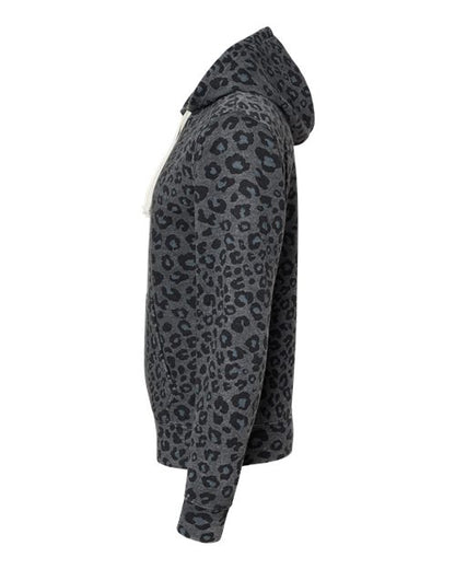 J. America Triblend Fleece Hooded Sweatshirt 8871 Black Leopard Triblend
