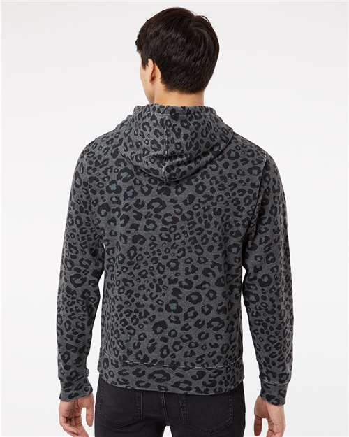J. America Triblend Fleece Hooded Sweatshirt 8871 Black Leopard Triblend
