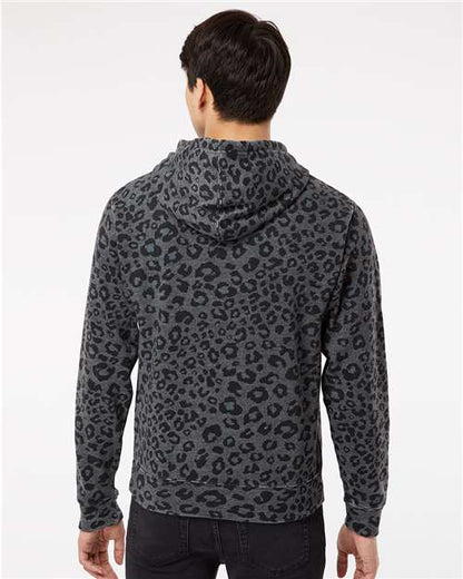 J. America Triblend Fleece Hooded Sweatshirt 8871 Black Leopard Triblend
