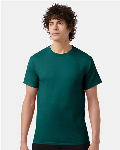 Champion Short Sleeve T-Shirt T425 Dark Green Custom Embroidered Business Logo