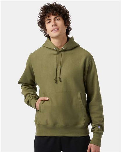 Custom Embroidered  Champion Reverse Weave® Hooded Sweatshirt S101 Fresh Olive