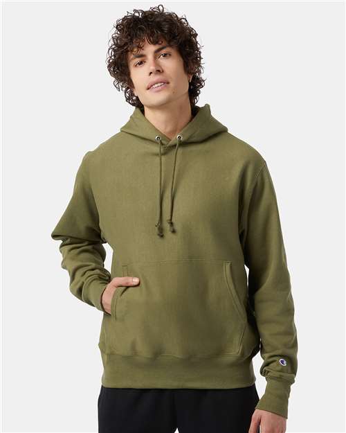 Custom Embroidered  Champion Reverse Weave® Hooded Sweatshirt S101 Fresh Olive