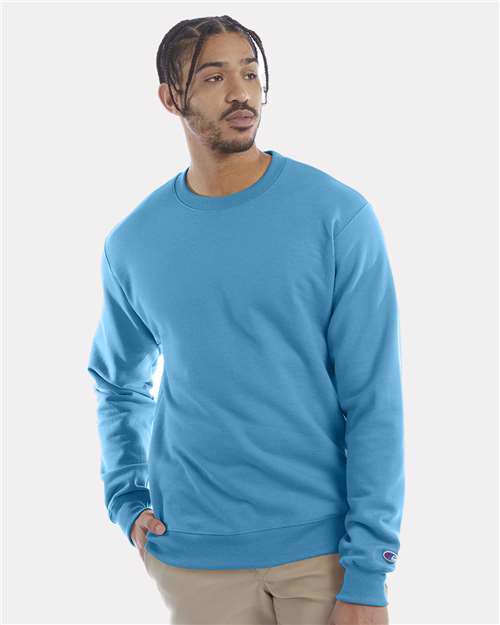 Champion Powerblend® Crewneck Sweatshirt S600 Stone Grey Custom Embroidered Business Logo