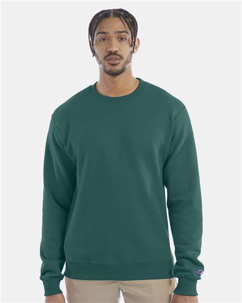 Champion Powerblend® Crewneck Sweatshirt S600 Dark Green Heather Custom Embroidered Business Logo