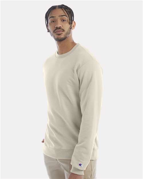 Champion Powerblend® Crewneck Sweatshirt S600 Sand Custom Embroidered Business Logo