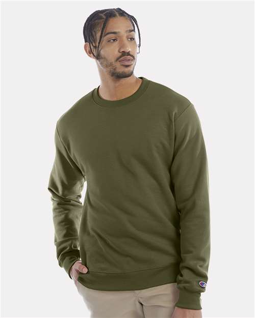 Champion Powerblend® Crewneck Sweatshirt S600 Emerald Green Custom Embroidered Business Logo