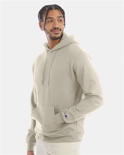 Champion Powerblend® Hooded Sweatshirt S700 Sand Custom Embroidered Business Logo