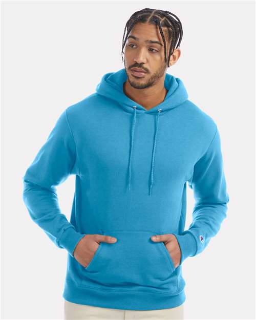 Champion Powerblend® Hooded Sweatshirt S700 Blue Lagoon Custom Embroidered Business Logo