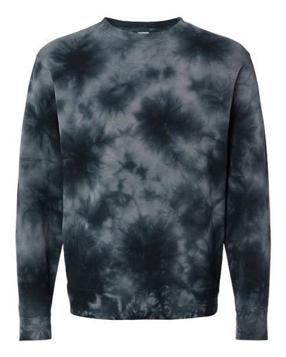 Independent Trading Co. Midweight Tie-Dyed Crewneck Sweatshirt PRM3500TD Custom Embroidered Business Logo
