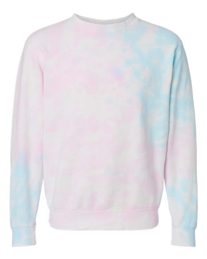 Independent Trading Co. Midweight Tie-Dyed Crewneck Sweatshirt PRM3500TD Custom Embroidered Business Logo