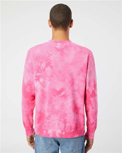 Independent Trading Co. Midweight Tie-Dyed Crewneck Sweatshirt PRM3500TD Custom Embroidered Business Logo