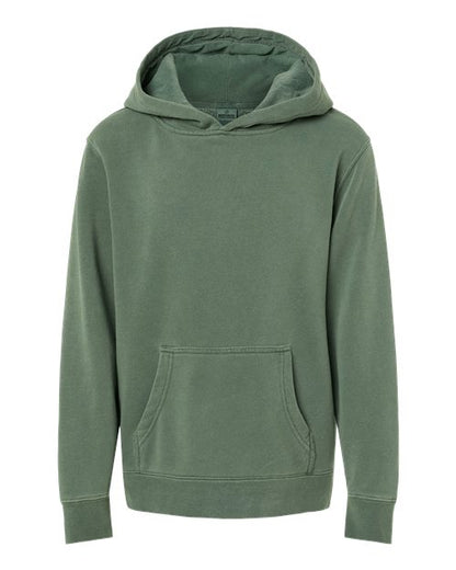 Independent Trading Co. Youth Midweight Pigment-Dyed Hooded Sweatshirt PRM1500Y Custom Embroidered Business Logo