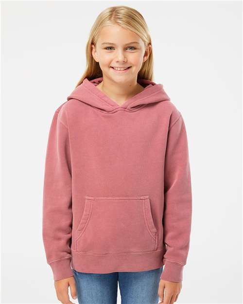 Independent Trading Co. Youth Midweight Pigment-Dyed Hooded Sweatshirt PRM1500Y Custom Embroidered Business Logo