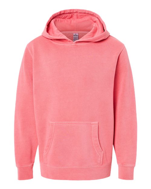 Independent Trading Co. Youth Midweight Pigment-Dyed Hooded Sweatshirt PRM1500Y Custom Embroidered Business Logo