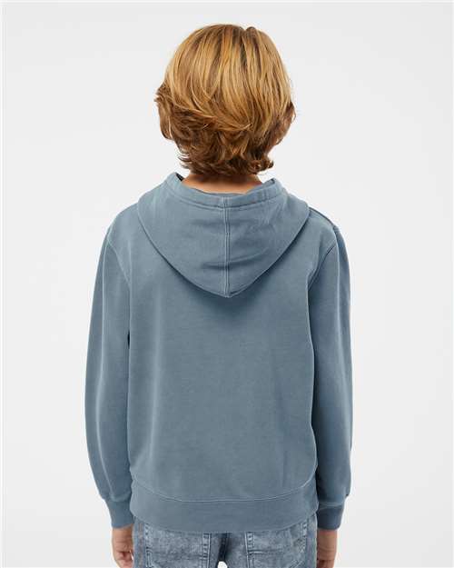 Independent Trading Co. Youth Midweight Pigment-Dyed Hooded Sweatshirt PRM1500Y Custom Embroidered Business Logo