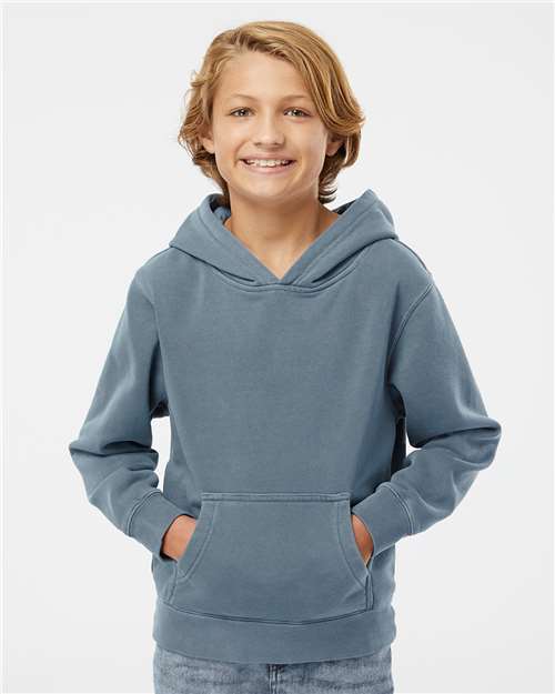 Independent Trading Co. Youth Midweight Pigment-Dyed Hooded Sweatshirt PRM1500Y Custom Embroidered Business Logo